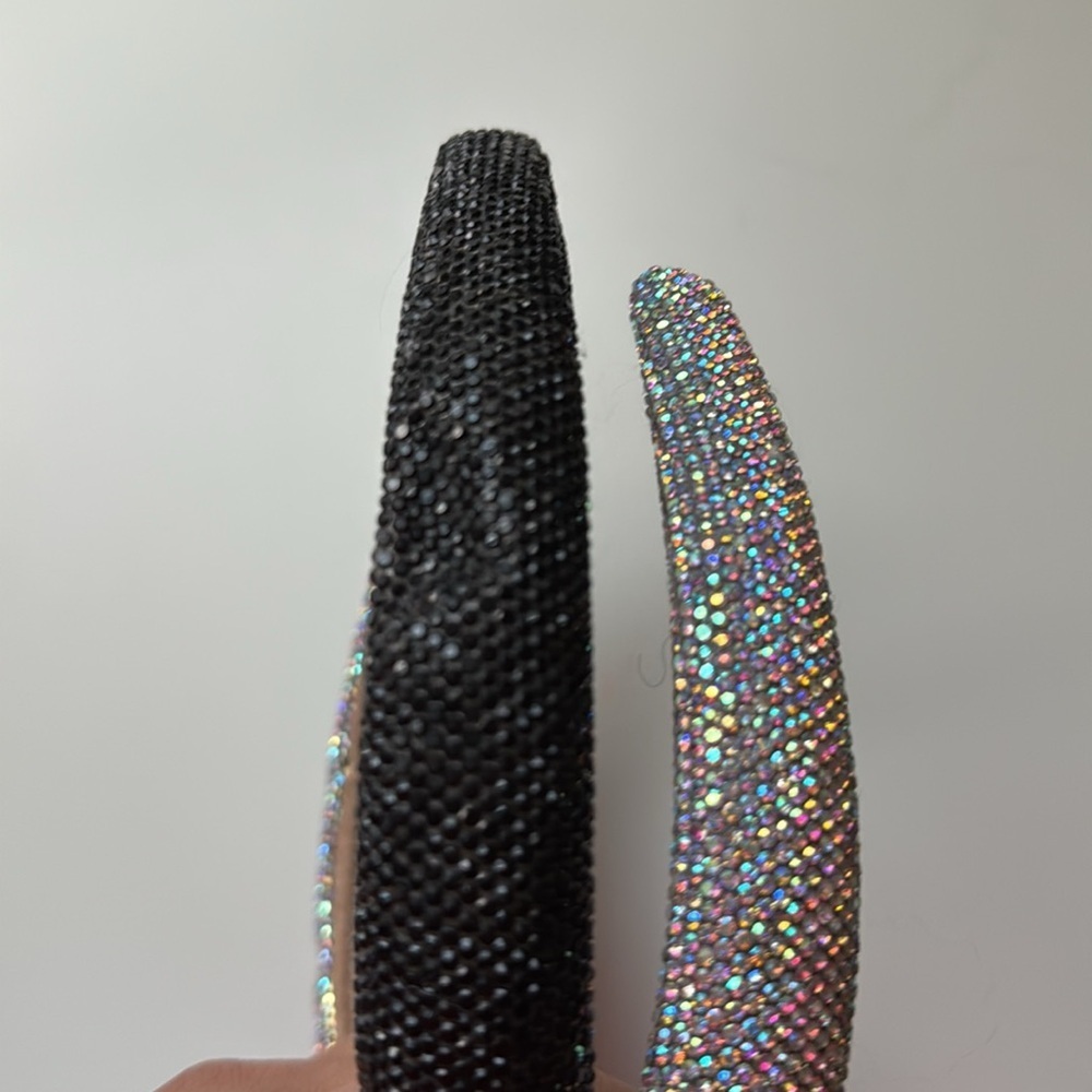 2pcs Rhinestone Headbands Women Sparkly Bling Headbands Black and Multicolor - Picture 7 of 13